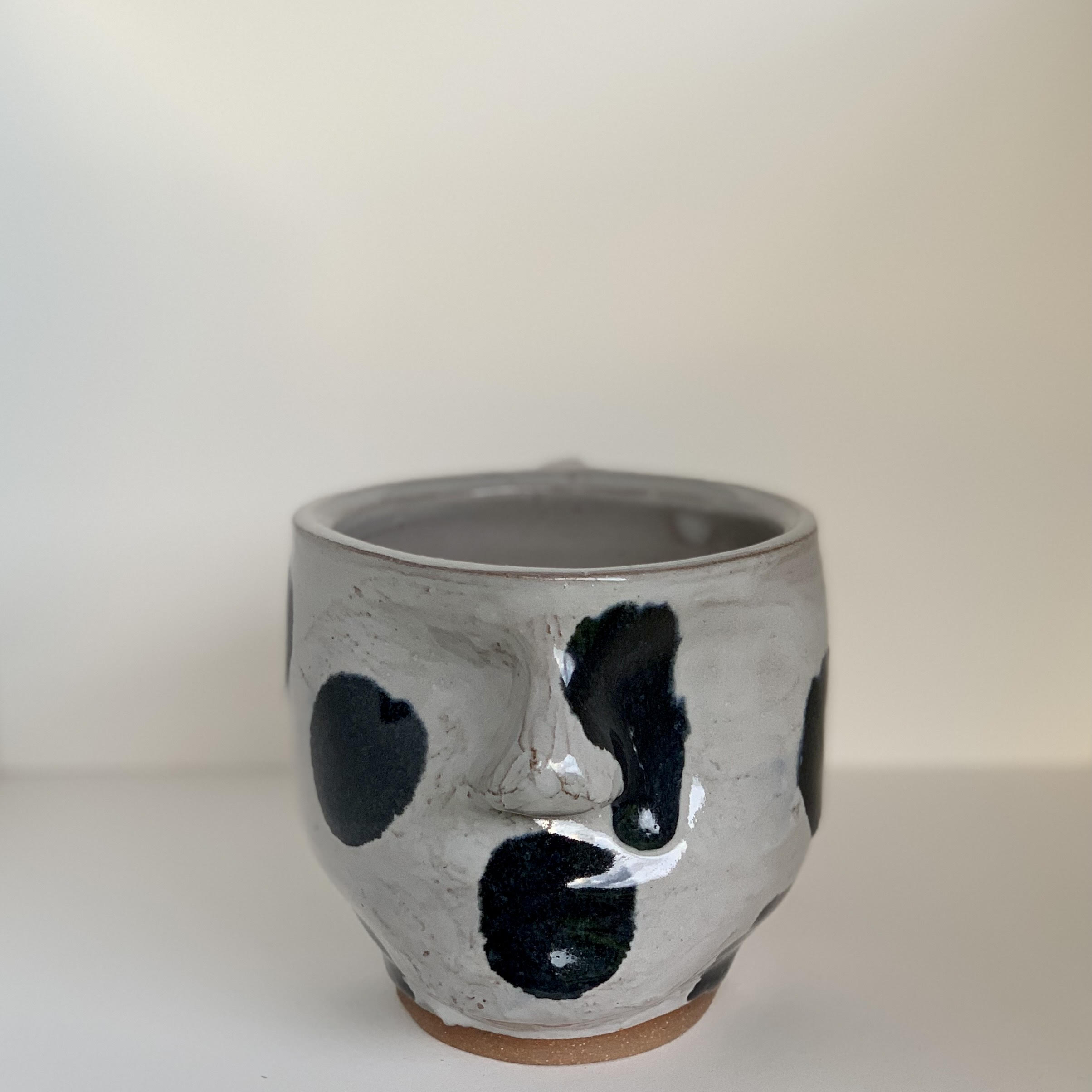 White Polka Dot Mug With Black Glaze