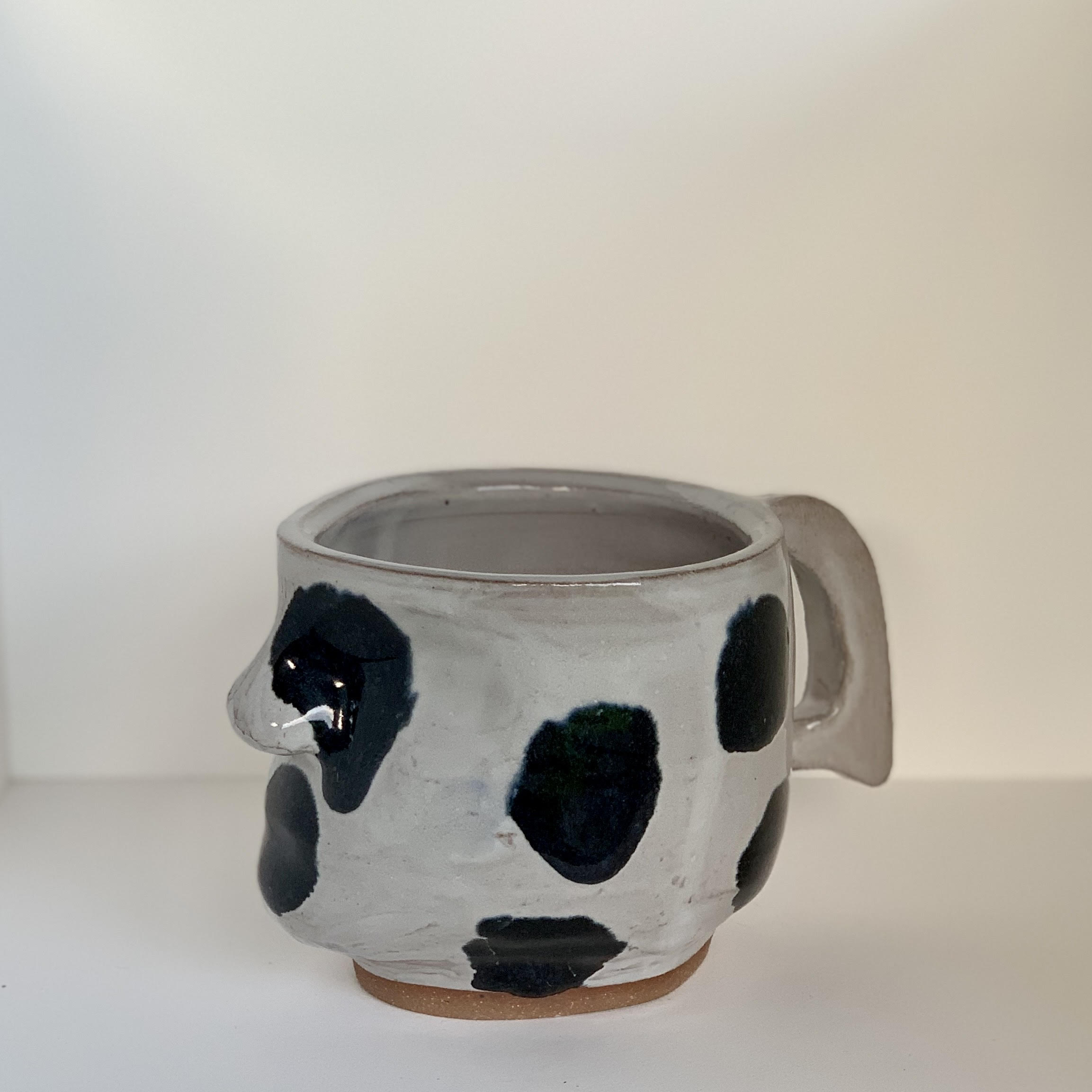 White Polka Dot Mug With Black Glaze